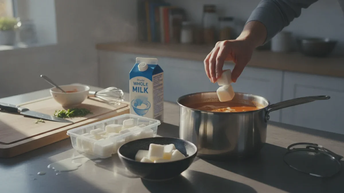 Milch in Eiswürfeln einfrieren? Der kleine Trick, der das Kochen spielend leicht macht