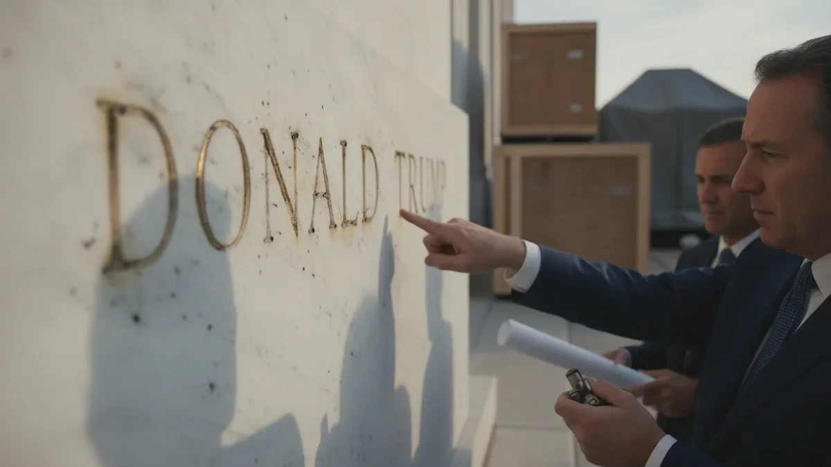 Neue Klage behauptet, dass Donald Trumps Schild historischen Marmor im Kennedy Center beschädigte